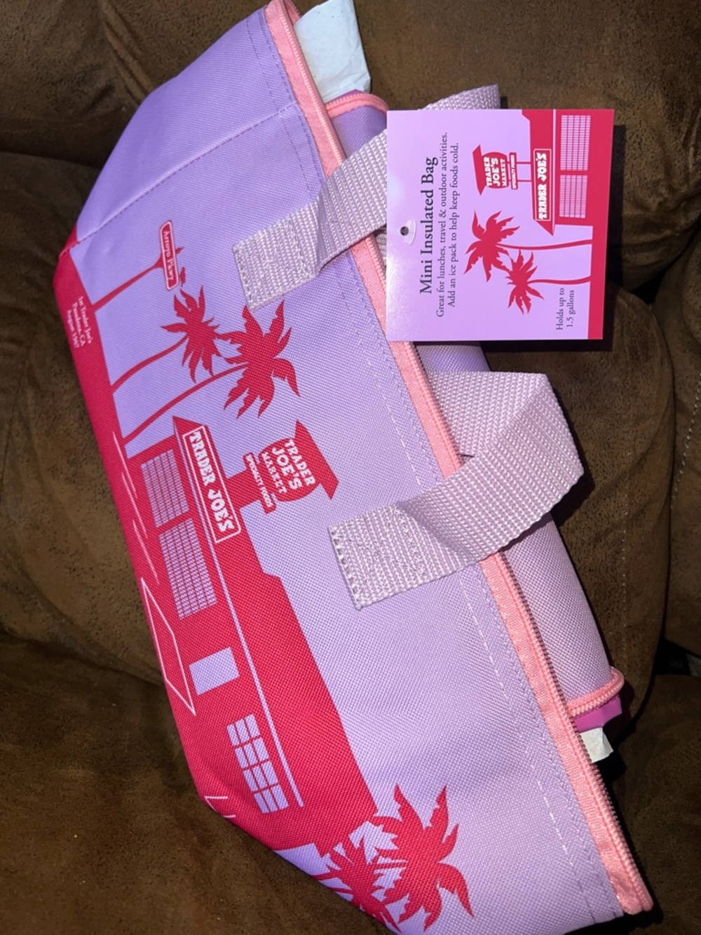 Trader Joe's Mini Insulated Tote Bag in Lavender and Pink